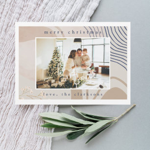 Elegant Abstrakt Beige Photo jul Julkort