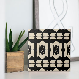Elegant Abstrakt Black & Beige Geometric Mönster Kakelplatta