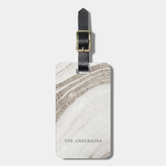 Elegant Abstrakt Blek Guld marble Agate Bagagebricka (Vertikal Framsida)