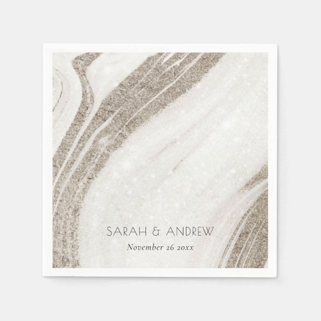Elegant Abstrakt Blek Guld Marble Agate Bröllop Pappersservett (Framsidan)