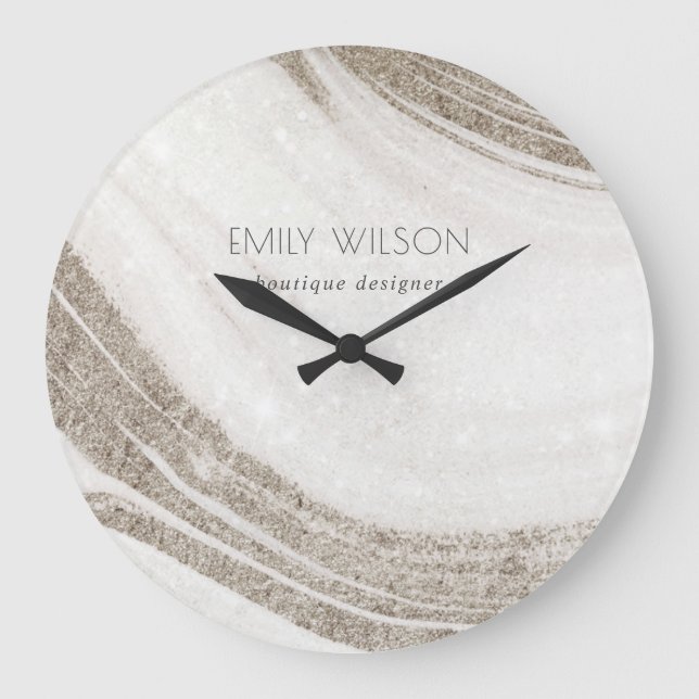 Elegant Abstrakt Blek Guld marble Agate  Stor Klocka (Framsida)