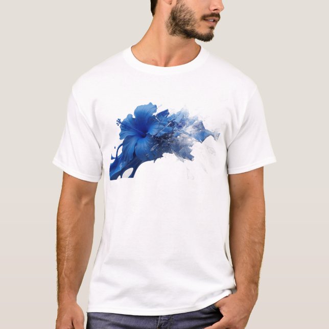 Elegant ABSTRAKT BLOMMA Designer Grafik T Shirt (Framsida)