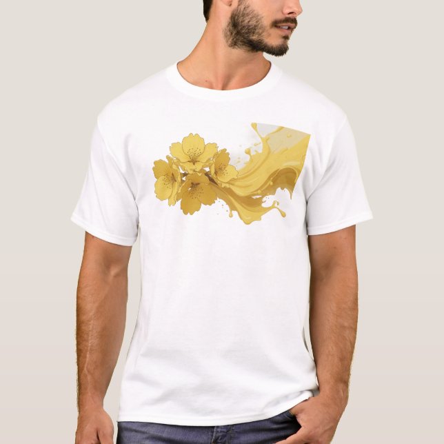 Elegant ABSTRAKT BLOMMA Modeutskrift T Shirt (Framsida)