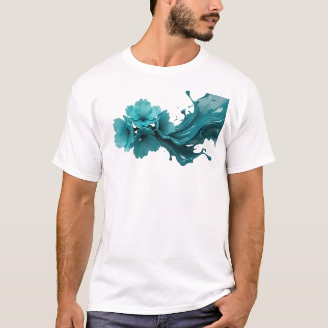 Elegant ABSTRAKT BLOMMA Original Design T Shirt (Framsida)
