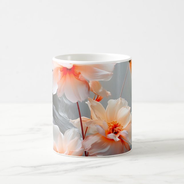 Elegant Abstrakt Blommig Dimma Flöde Kaffemugg (Center)