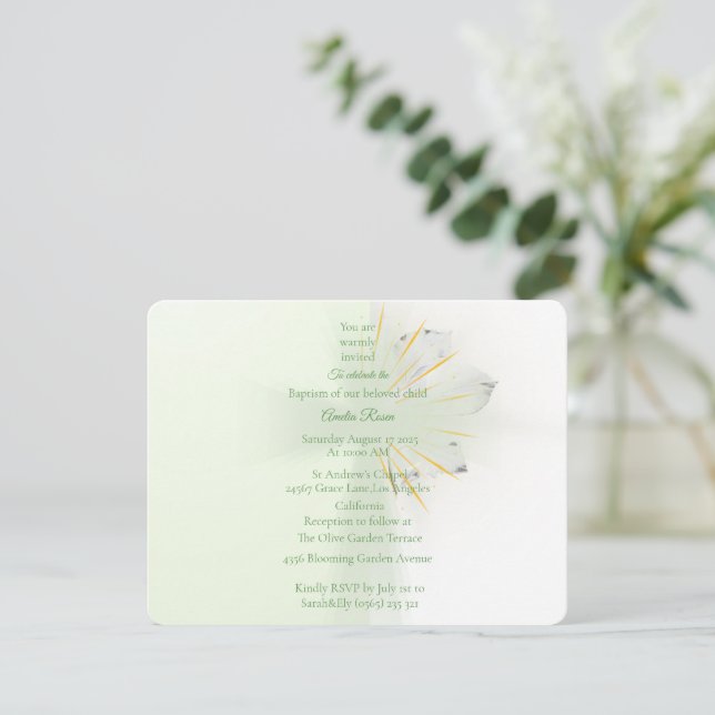 Elegant Abstrakt Blommigt Kor Baptism-inbjudan Inbjudningar (Stående Fram)