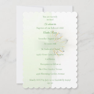 Elegant Abstrakt Blommigt Kor Baptism-inbjudan Inbjudningar