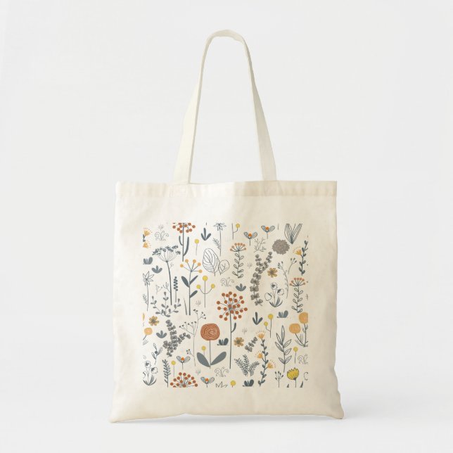 Elegant Abstrakt Blommigt Sömlös Mönster Tygkasse (Framsidan)