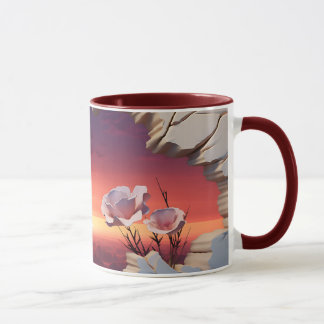 Elegant Abstrakt Blommigt Sunset Mugg med 3D Petal