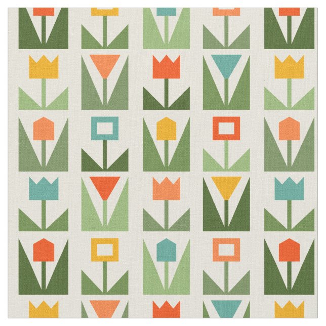 Elegant Abstrakt Blommigt Vår Mönster Fabric Fabri Tyg (Närbild)