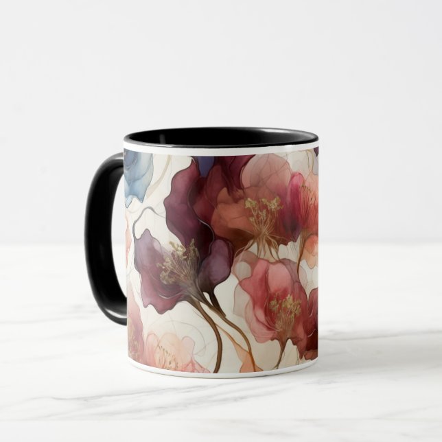 Elegant abstrakt blomsterkonst kopp modern botanis (Framsida vänster)