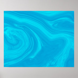 Elegant Abstrakt Blue Liquid Marble Artwork Poster