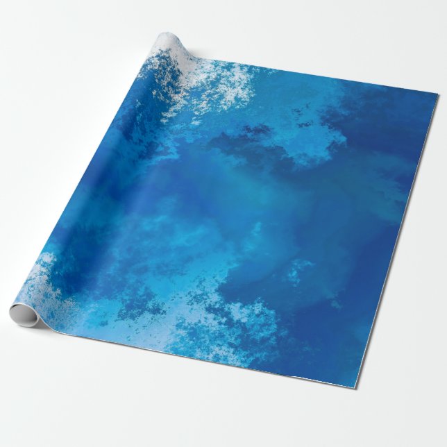 Elegant Abstrakt Blue Ocean Vågar Acrylic Art| Presentpapper (Utrullad)