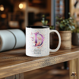 Elegant Abstrakt Boho Chic Blommigt Monogram Mugg 