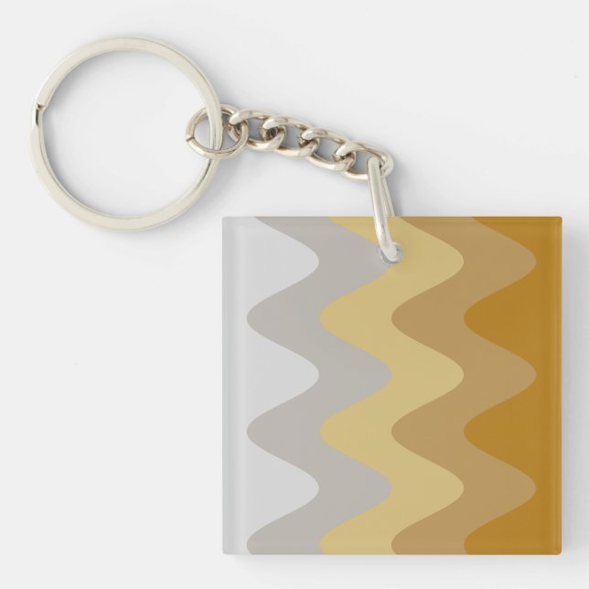 Elegant Abstrakt Brun Gult, Grått Wave Art (Framsidan)