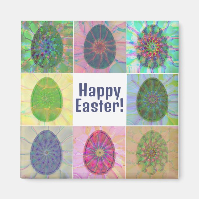 Elegant Abstrakt Deorative Colorative Eggs Collage Magnet (Framsidan)