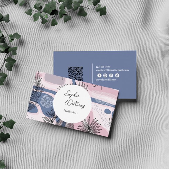 Elegant Abstrakt design med QR-kod Visitkort (Skapare uppladdad)