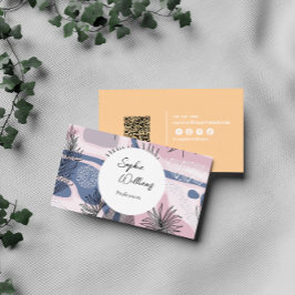 Elegant Abstrakt design med QR-kod Visitkort