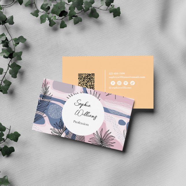 Elegant Abstrakt design med QR-kod Visitkort (Skapare uppladdad)