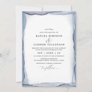 Elegant Abstrakt Dusty Blue Bröllop Watercolor Inbjudningar