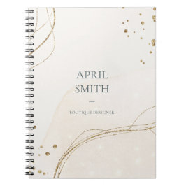 Elegant Abstrakt Elfenbenskustens vattenfärg Guld Anteckningsbok