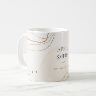 Elegant Abstrakt Elfenbenskustens vattenfärg Guld Kaffemugg