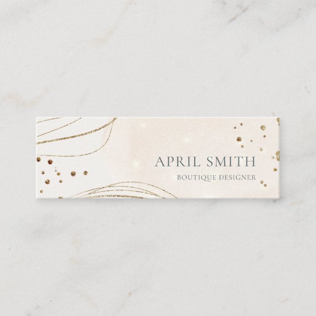 Elegant Abstrakt Elfenbenskustens vattenfärg Guld  Mini Visitkort (Framsida)