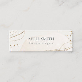 Elegant Abstrakt Elfenbenskustens vattenfärg Guld Mini Visitkort
