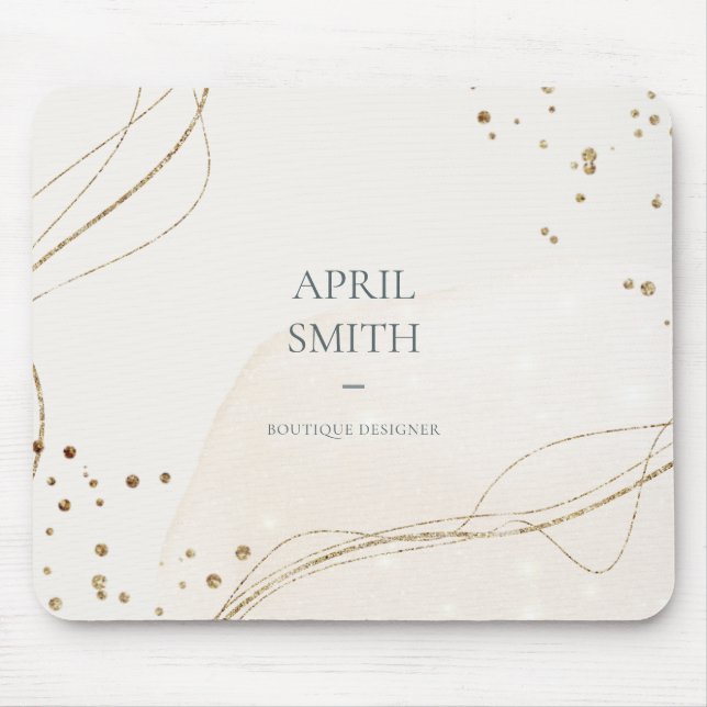 Elegant Abstrakt Elfenbenskustens vattenfärg Guld  Musmatta (Framsidan)