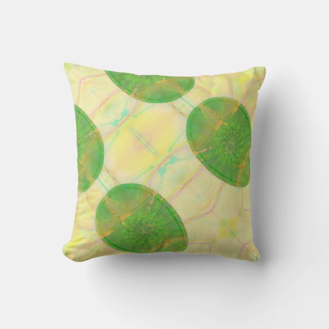 Elegant Abstrakt Färgfull Grönt av ägg, Gult Kudde (Framsida)