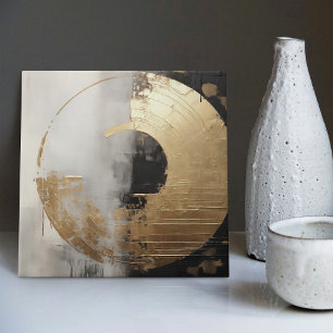 Elegant Abstrakt Faux Guld och monokrom olja Kakelplatta