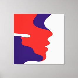 Elegant Abstrakt Flowing Red & Lila Ansikte Art Canvastryck