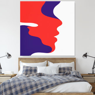 Elegant Abstrakt Flowing Red & Lila Ansikte Art Canvastryck