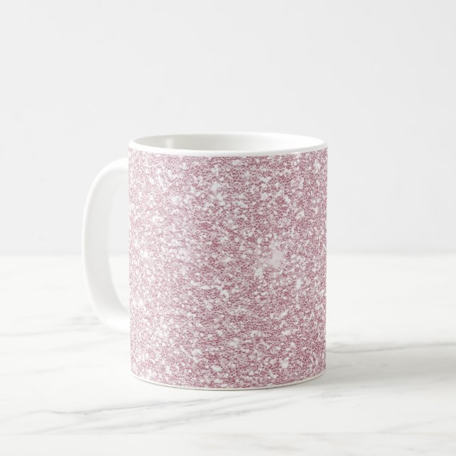Elegant abstrakt för  rosa, trendig gigly glitter kaffemugg (Framsida vänster)