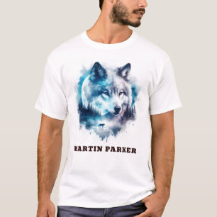 Elegant Abstrakt Funny Varg och Måne Manar Basic T Shirt