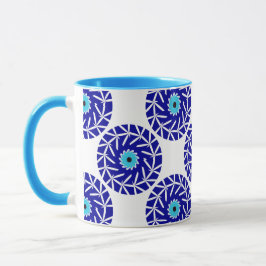 Elegant, Abstrakt Geometric Blue Evil Öga Flower Mugg