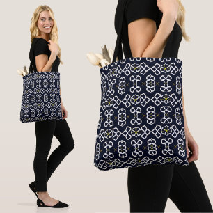Elegant Abstrakt Geometric Mönster i marinblått Tygkasse