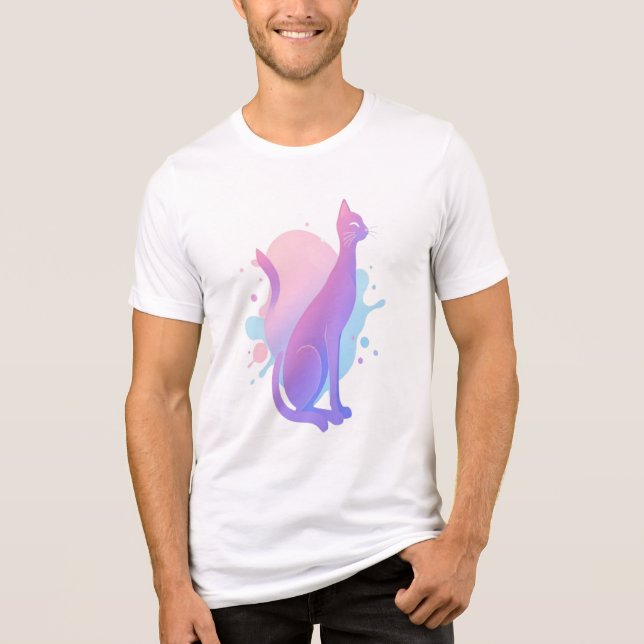 Elegant abstrakt gradient kattdesign t shirt (Framsida)