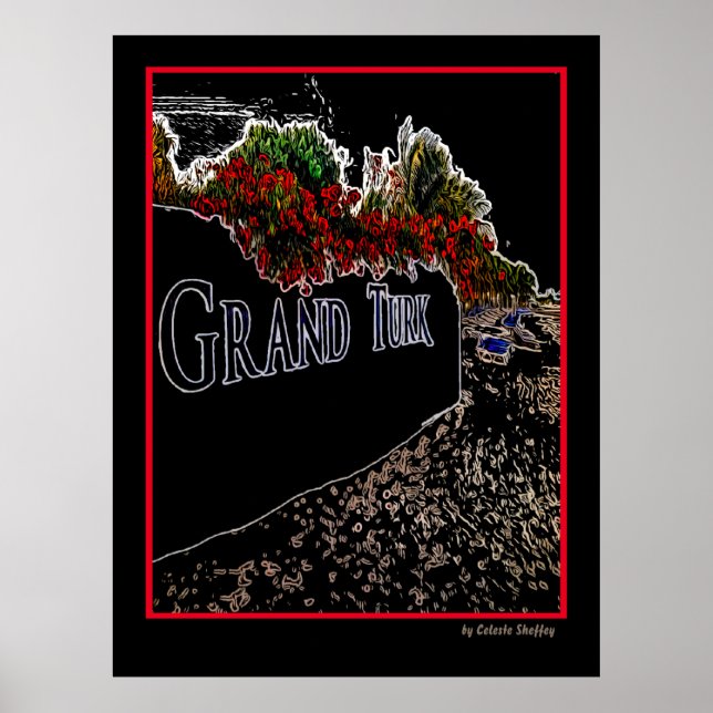 Elegant Abstrakt Grand Turk Poster (Framsidan)