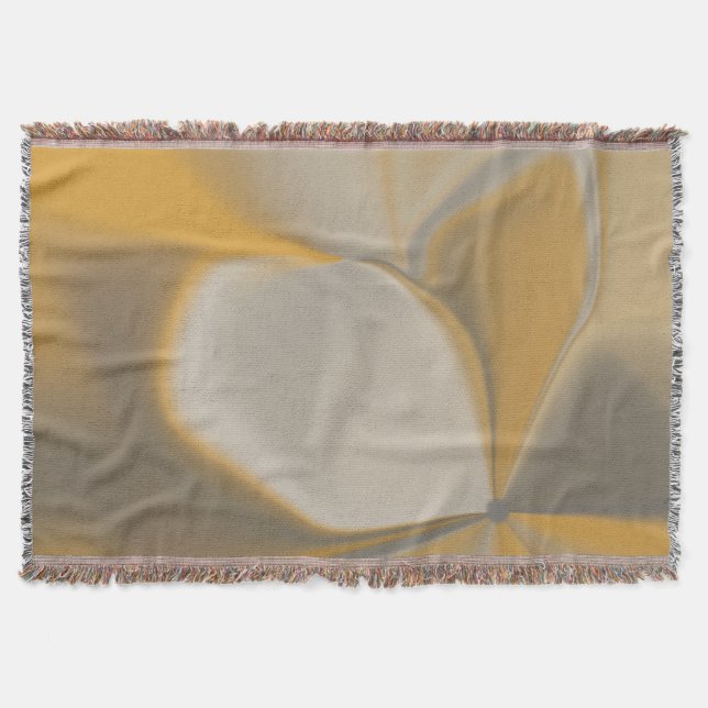 Elegant abstrakt gul vit kronblad hörn blommig filt (Framsidan)