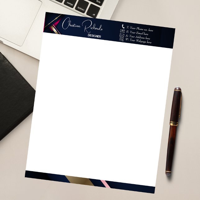 Elegant Abstrakt Guld Blue Rosa Anteckningsblock (Skapare uppladdad)