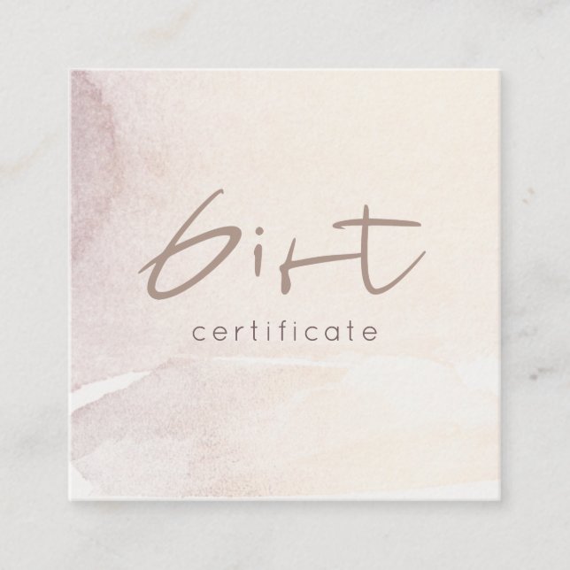 Elegant Abstrakt Guld Lila Logotyp Gift Certificat Fyrkantigt Visitkort (Framsida)