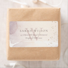 Elegant Abstrakt Guld Lila Monogram Adress Fraktsedel