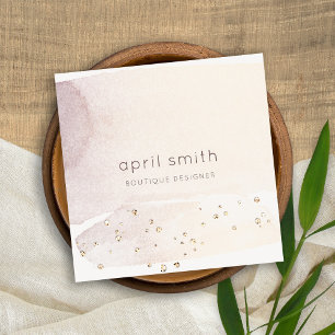 Elegant Abstrakt Guld Lila Watercolor Glitter Fyrkantigt Visitkort