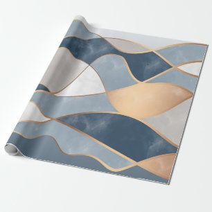 Elegant Abstrakt Guld Vågar & Teal Marble Grunge   Presentpapper