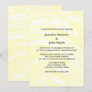 Elegant Abstrakt Gult Creamy White Ivory Bröllop Inbjudningar