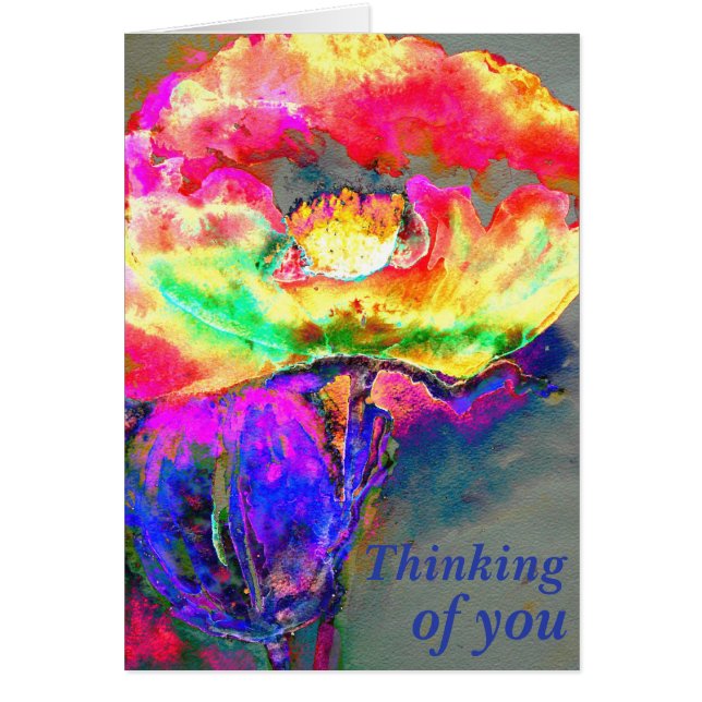 Elegant abstrakt gult rosa blommigt-blomma i   hälsningskort (Framsidan)