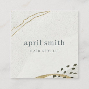 Elegant Abstrakt Ivory Black Guld QR-kod Fyrkantigt Visitkort