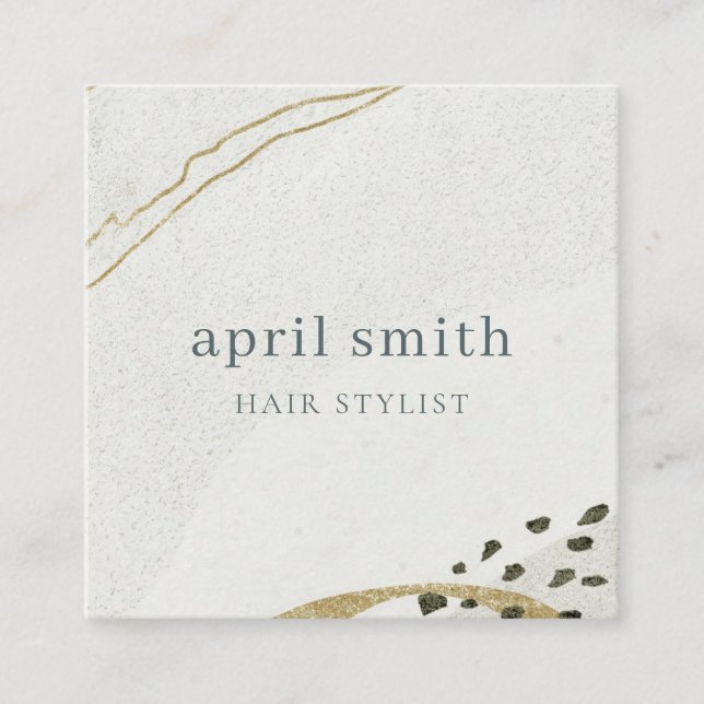 Elegant Abstrakt Ivory Black Guld QR-kod Fyrkantigt Visitkort (Framsida)