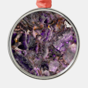 Elegant abstrakt lila lavender lilac marble julgransprydnad metall